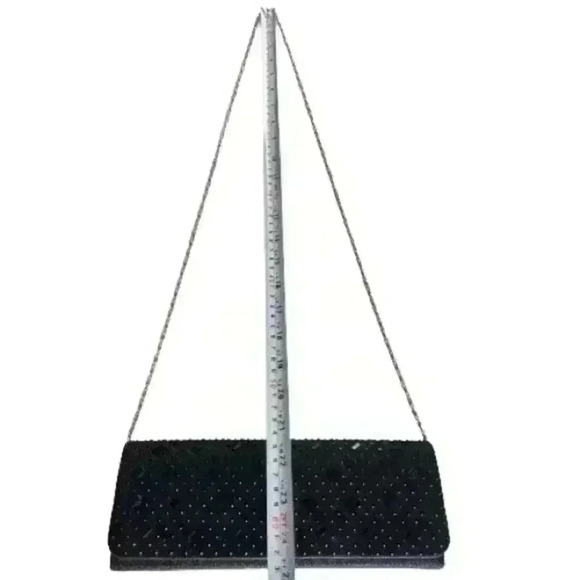 MINI BLACK SHINNY BAG RHINESTONES WITH CHAIN STRAP - Picture 9 of 14